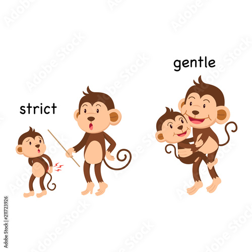 Opposite strict and gentle vector illustration