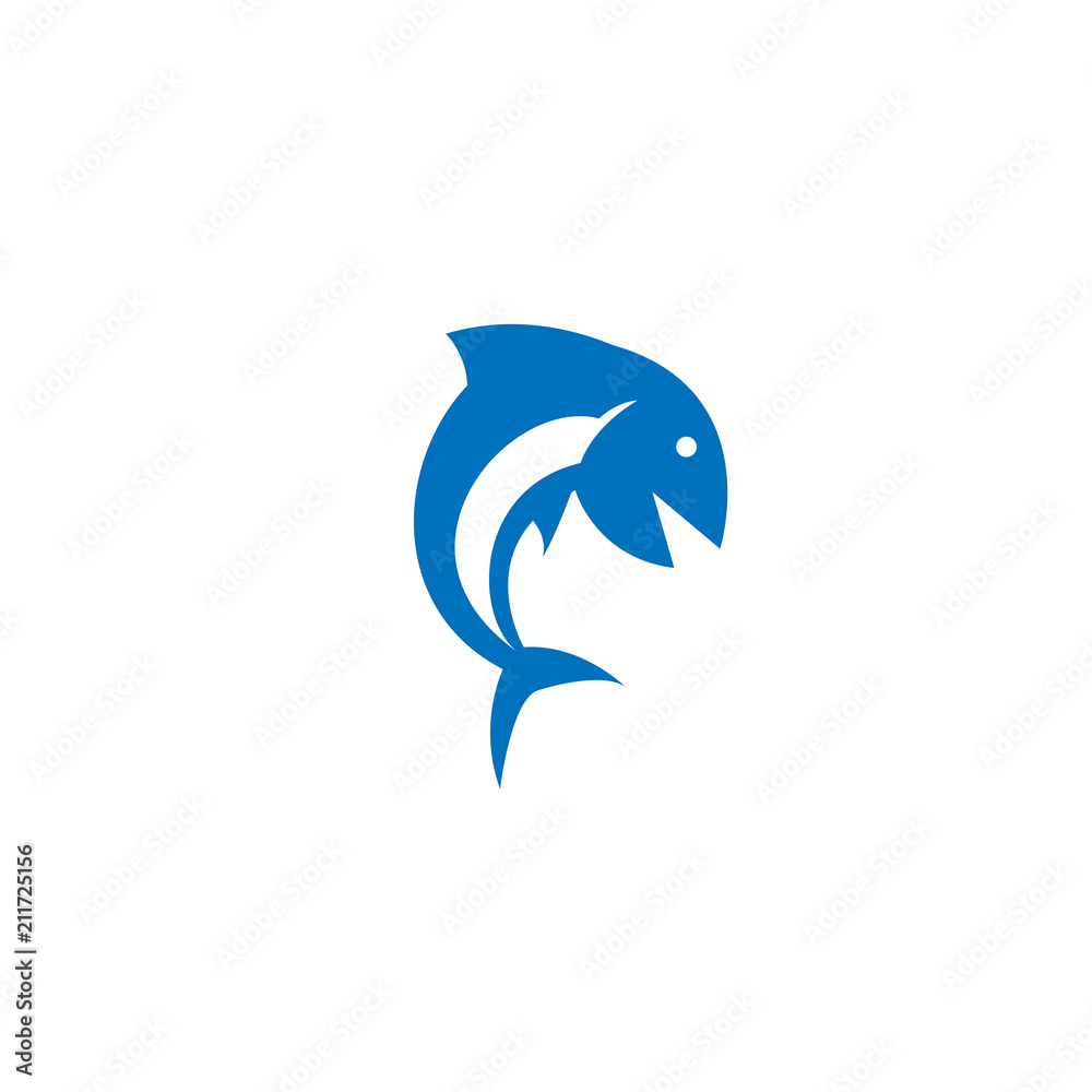 blue fish logo template vector blue fish logo template vector