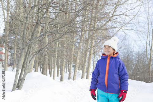 雪景色と子供