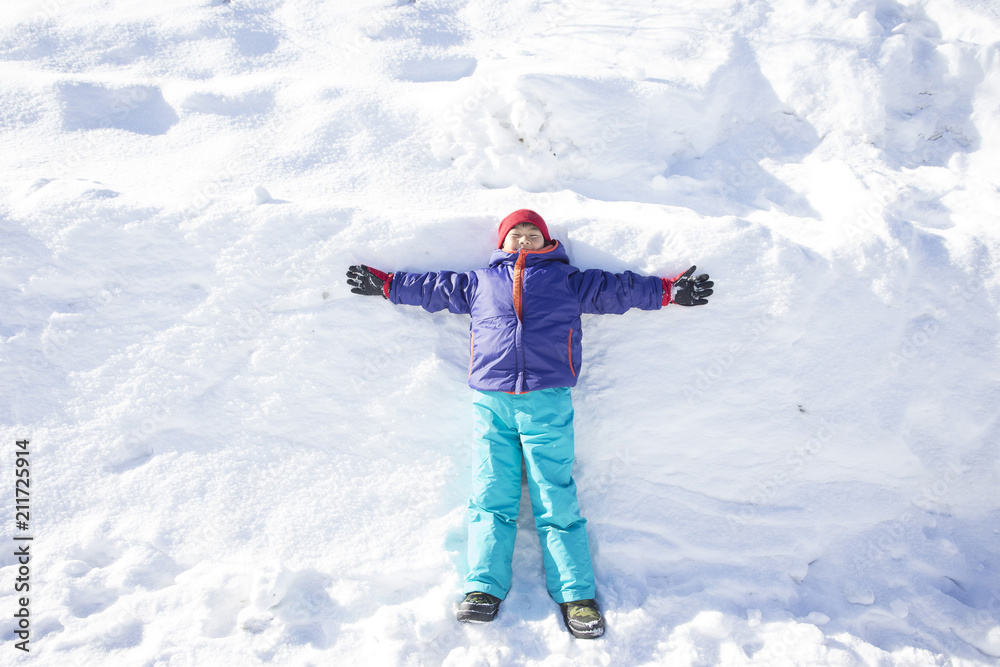 雪景色と子供