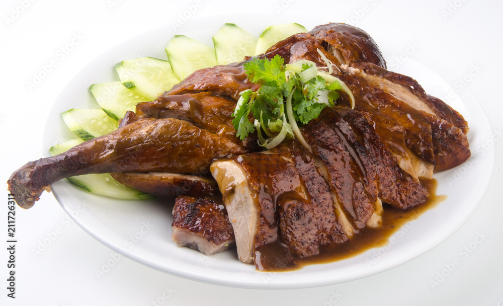 duck. roast duck traditional chinese cuisine