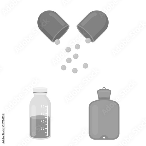 Medicine and treatment monochrome icons in set collection for design. Medicine and equipment vector symbol stock web illustration.