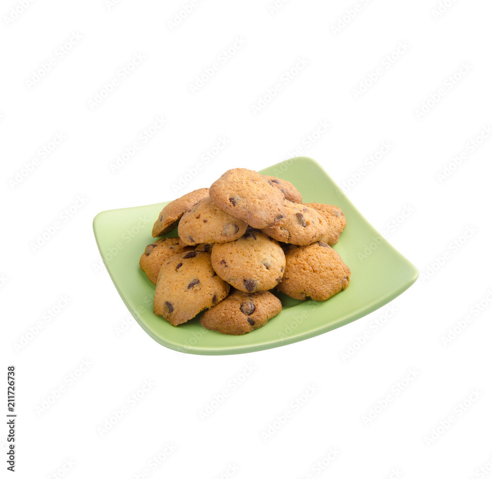 Chocolate Chip Cookies Isolated On White Background Chocolate Chip Cookies Isolated On White Background
