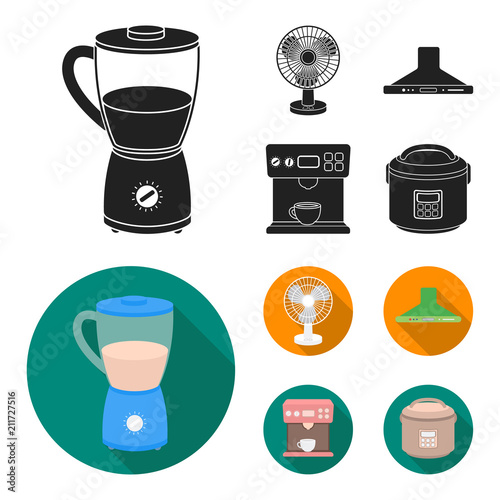 Blender, extractor and other equipment.Household set collection icons in black, flat style vector symbol stock illustration web.