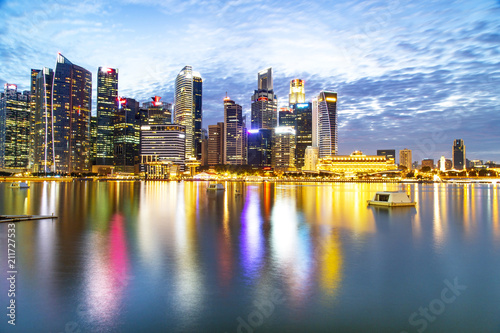 Singapore skyscraper with modern building around Marina bay