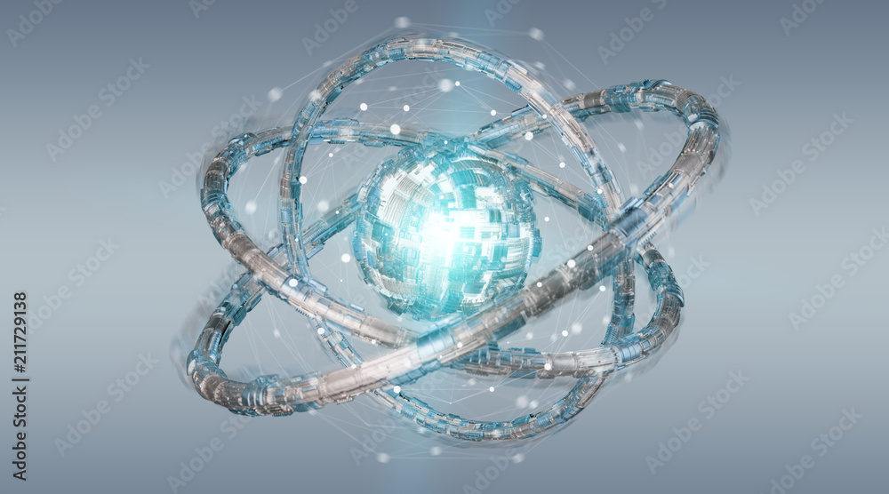 Futuristic torus technology textured object 3D rendering Futuristic torus technology textured object 3D rendering
