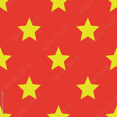 Pattern with stars. Seamless background. Bright orange and yellow. For printing on fabric, paper, wrapper.