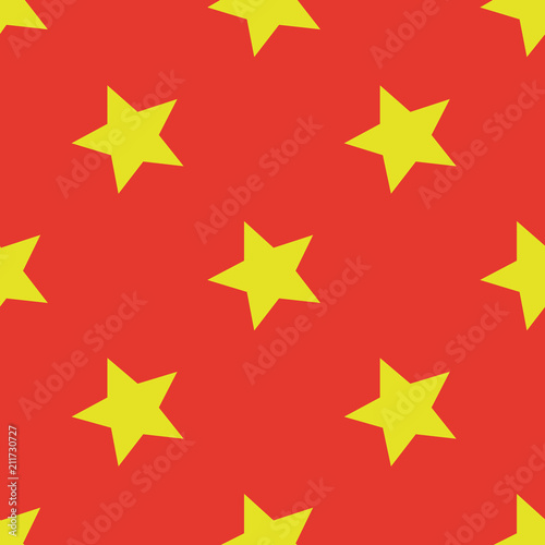 Pattern with stars. Seamless background. Bright orange and yellow. For printing on fabric, paper, wrapper.