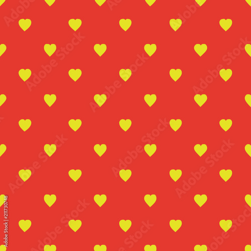 Pattern with hearts. Seamless background. Bright orange and yellow. For printing on fabric, paper, wrapper.
