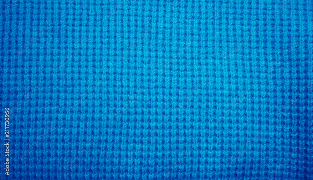 Blue knitted fabric background texture