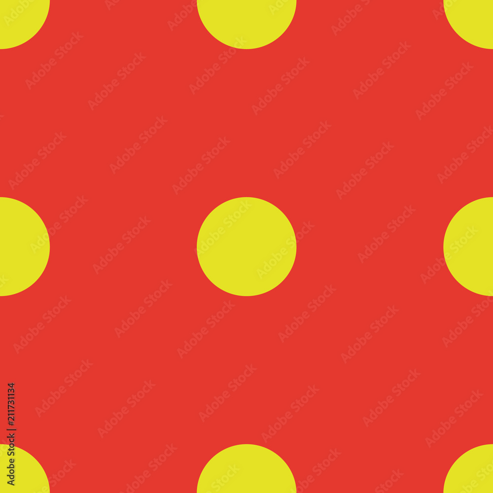 Pattern with regular polka dot. Seamless background. Bright orange and yellow. For printing on fabric, paper, wrapper.