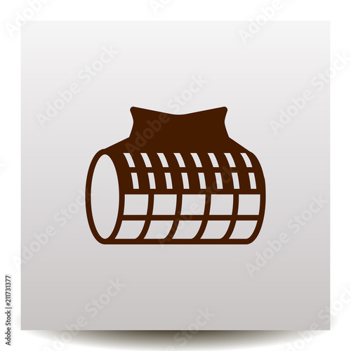 Hair curlers vector icon on a realistic paper background with shadow