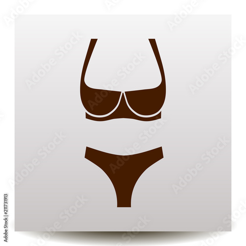 lingerie vector icon on a realistic paper background with shadow. Flat design style