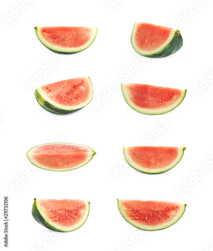 Single watermelon slice isolated