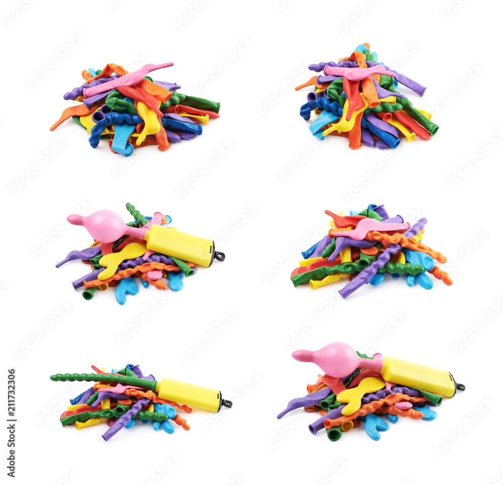 Pile of multiple unblown balloons isolated