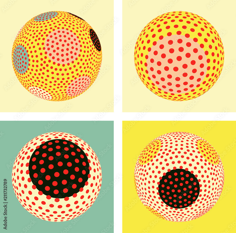 set of spherical seeds patterns in summer shades
