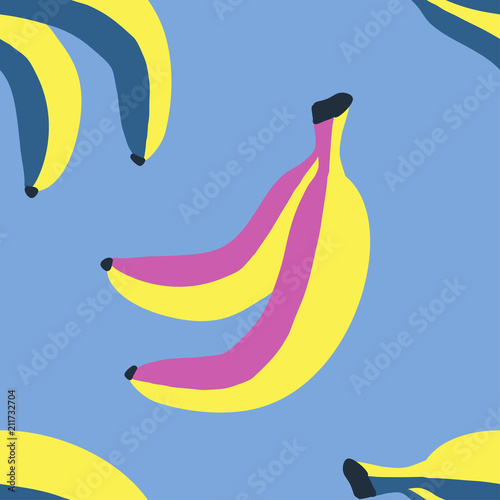 Seamless pattern with banana in sketch style.