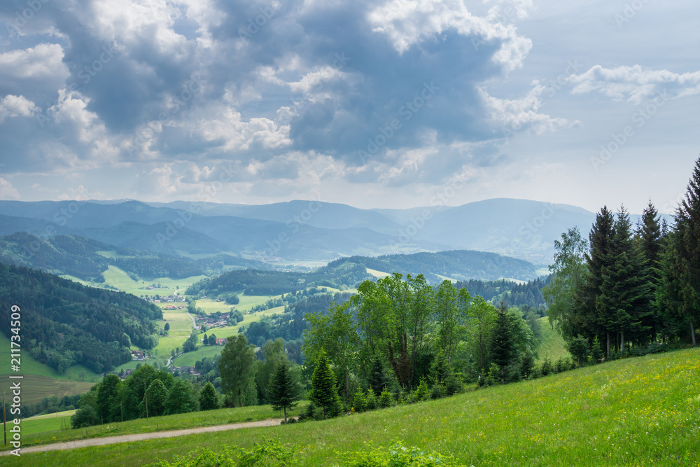 Germany, Endless black forest valleys and nature landscape from Lindenberg in daytime