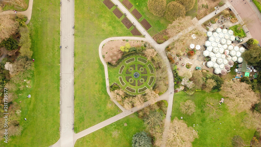 Aerial drone bird's eye view photo of iconic Regent's Park unique nature and Symetry of Queen Mary's Rose Gardens as seen from above, London, United Kingdom Aerial drone bird's eye view photo of iconic Regent's Park unique nature and Symetry of Queen Mary's Rose Gardens as seen from above, London, United Kingdom