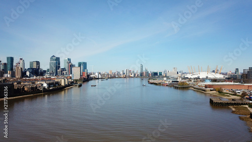 Aerial bird s eye view photo taken by drone of Greenwich village residential area by river Thames  London  United Kingdom