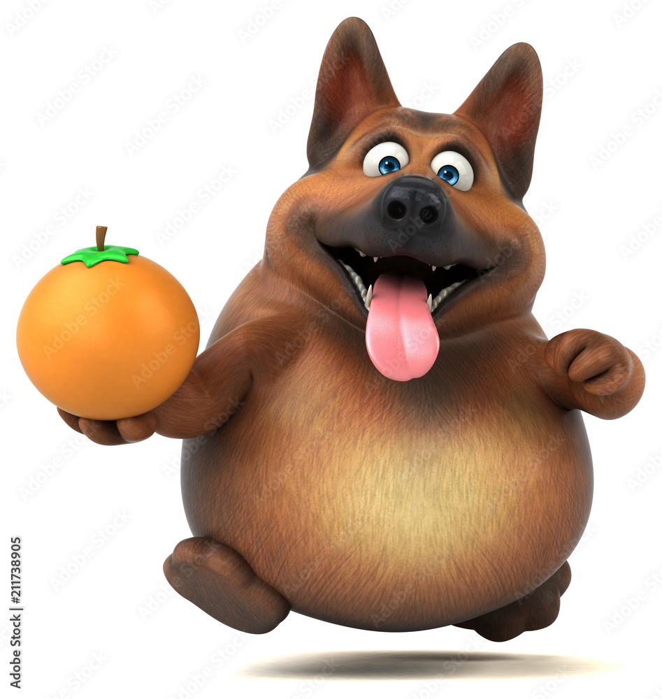 Naklejka premium Fun german shepherd dog - 3D Illustration