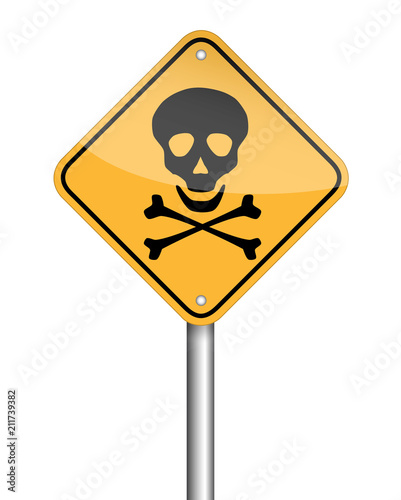 danger skull pole warning sign symbol, vector design on white background