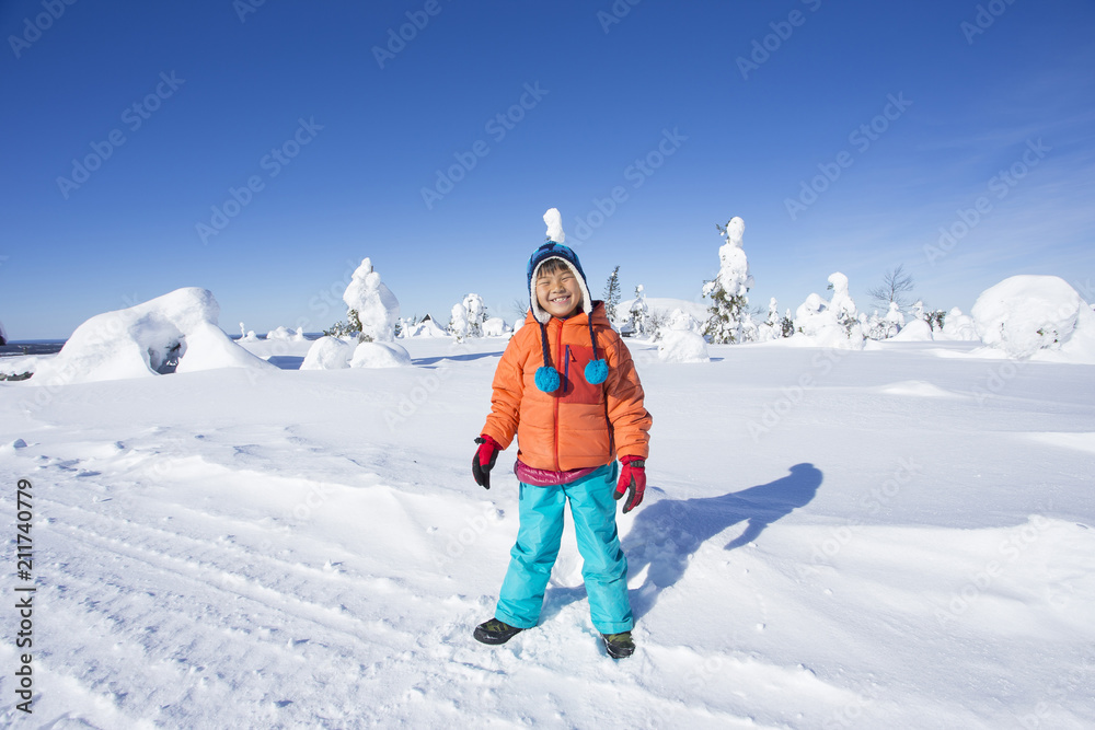 雪景色と子供