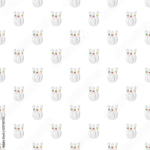 Three bowling pins pattern seamless repeat in cartoon style vector illustration