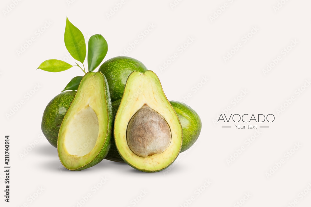 Avocados isolated on white background