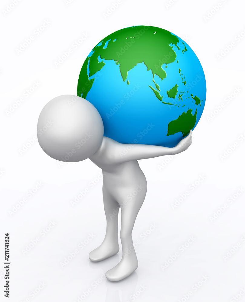 3D Figur mit Globus auf dem Rücken 3D Figur mit Globus auf dem Rücken