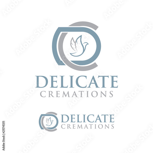 DC Letter with dove vector Logo element. Cremations design collection. Vector illustration