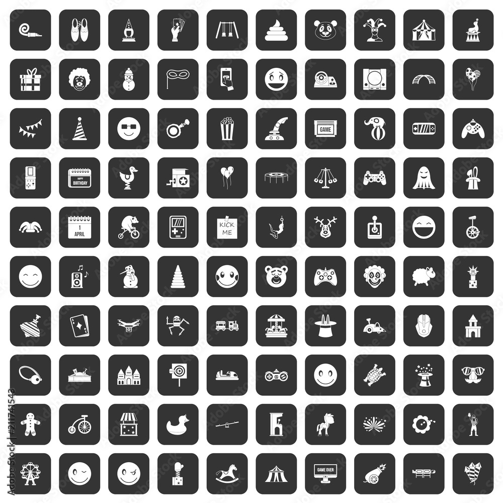 100 funny icons set in black color isolated vector illustration 100 funny icons set in black color isolated vector illustration