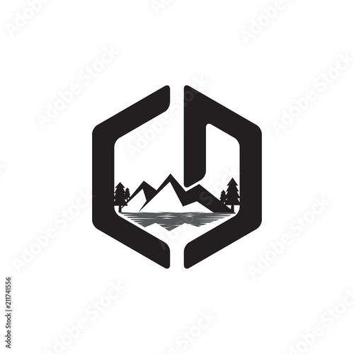 CD initial with mount vector Logo element. CD initial design collection. Vector illustration