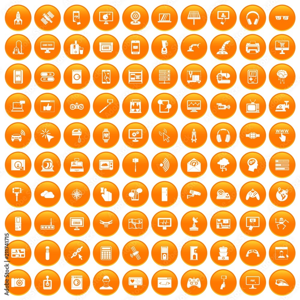 100 software icons set in orange circle isolated on white vector illustration 100 software icons set in orange circle isolated on white vector illustration