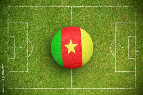 Composite image of football in cameroon colours