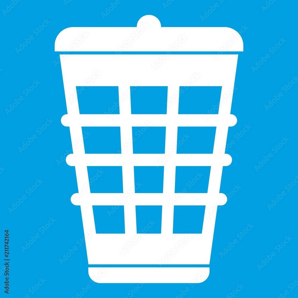 Trash can icon white isolated on blue background vector illustration Trash can icon white isolated on blue background vector illustration