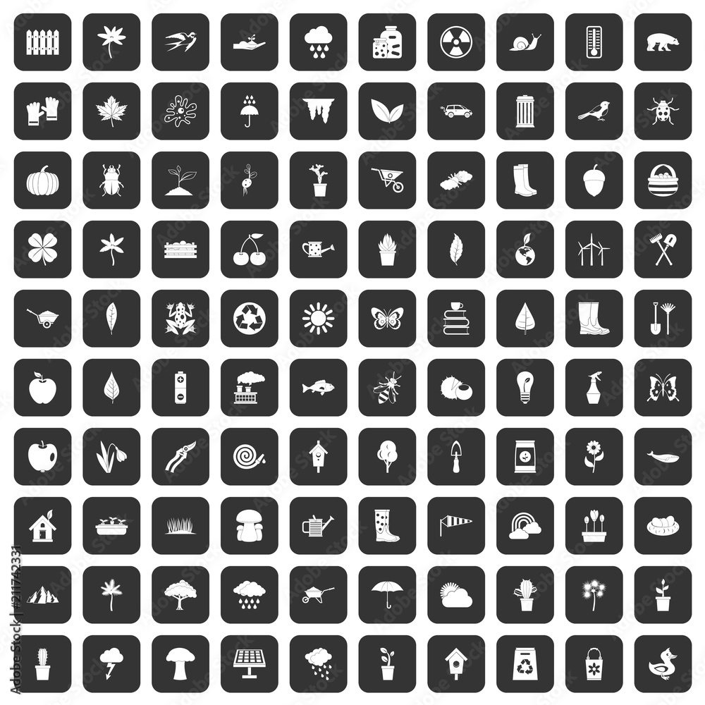 100 garden stuff icons set in black color isolated vector illustration 100 garden stuff icons set in black color isolated vector illustration