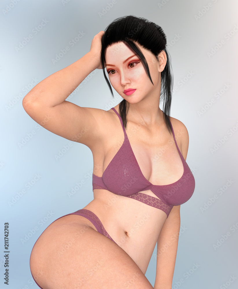 Fototapeta premium Sensual Asian woman in sexy lingerie