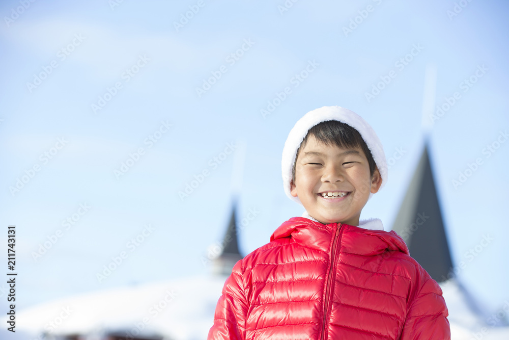 冬景色と子供 クリスマス 冬景色と子供 クリスマス