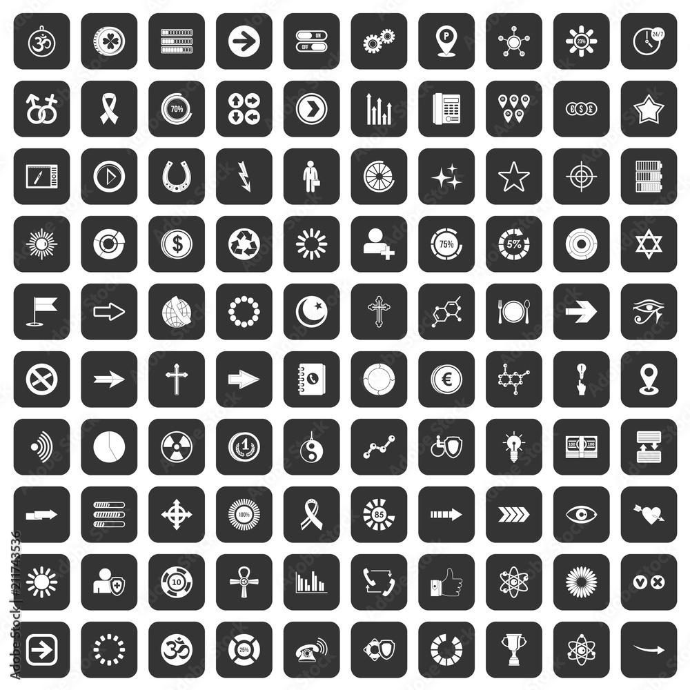 100 graphic elements icons set in black color isolated vector illustration 100 graphic elements icons set in black color isolated vector illustration