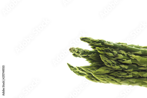 bunch of green asparagus on isolated white background