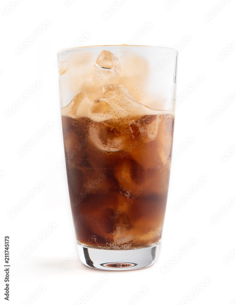 Pouring Coca Cola into glass Isolated white background Pouring Coca Cola into glass Isolated white background