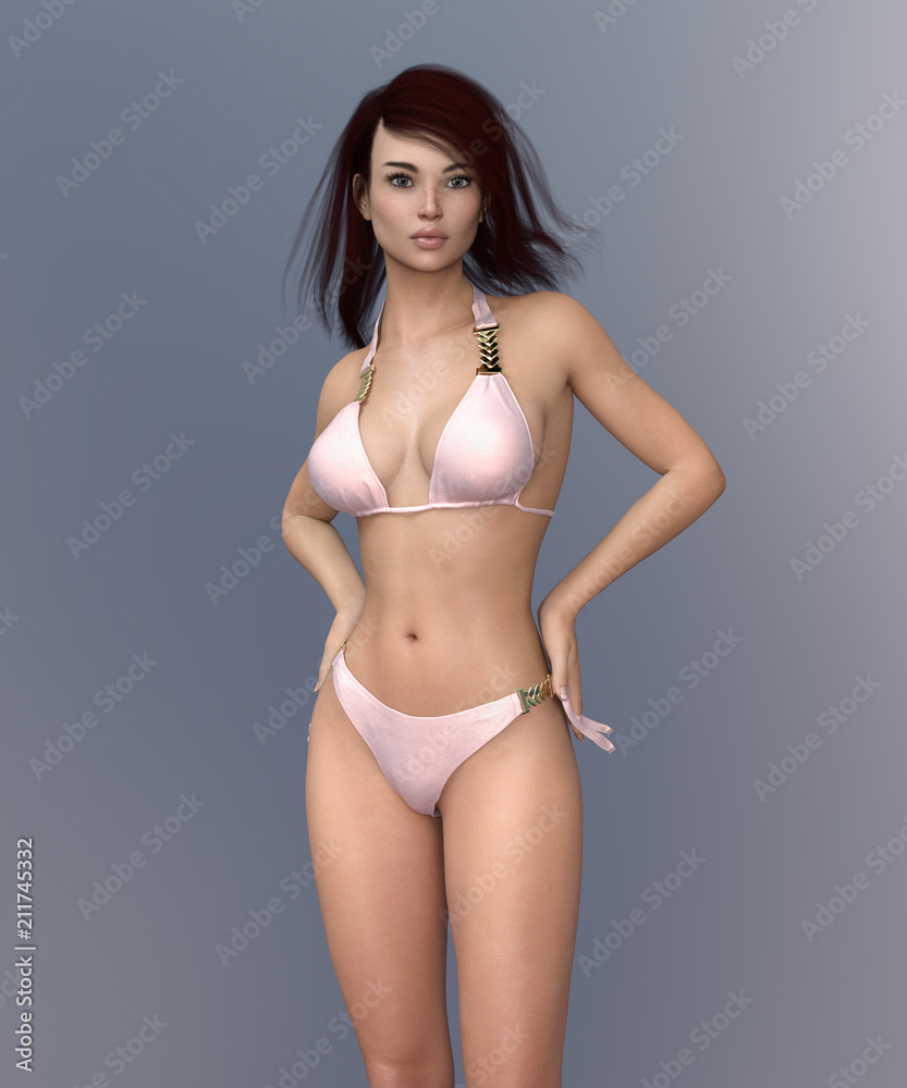 Fashionable woman in bikini