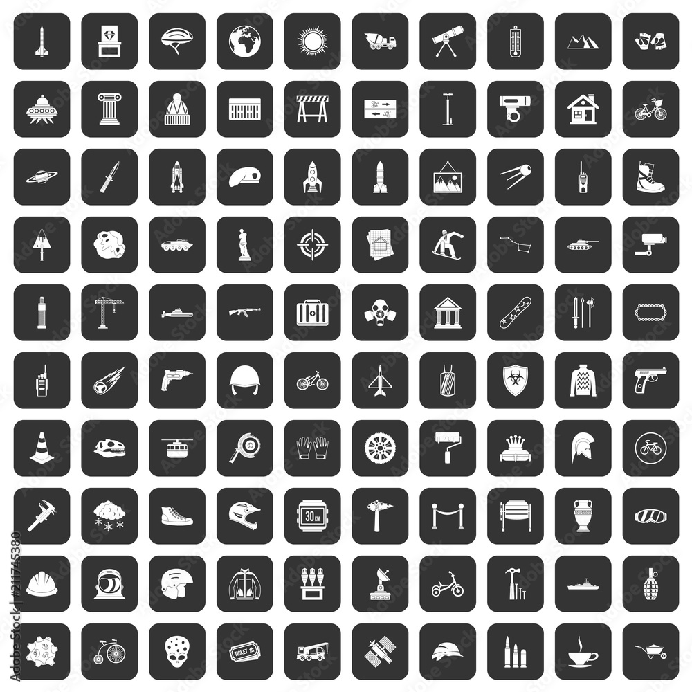 100 helmet icons set in black color isolated vector illustration 100 helmet icons set in black color isolated vector illustration