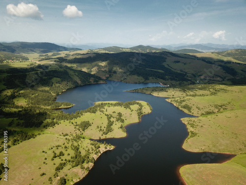 Air view of Ribnicko Lake in Zlatibor mountain photo