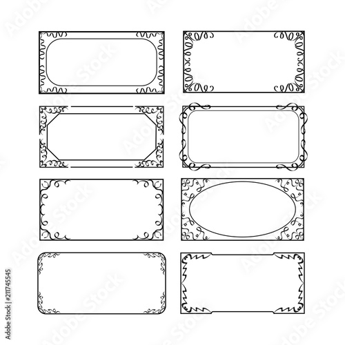 Decorative frames and borders rectangle proportions, greeting card set
