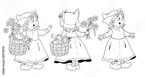 Little Red Riding Hood Fairy Tale Coloring Book Coloring Page Cute And Funny Cartoon Characters Stock Illustration Adobe Stock
