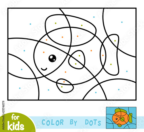 Color by dots, game for children, Fish