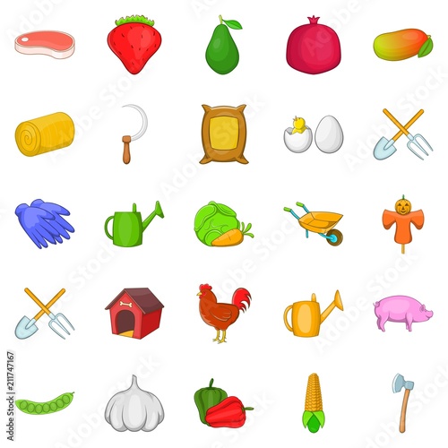 Butchery icons set. Cartoon set of 25 butchery icons for web isolated on white background