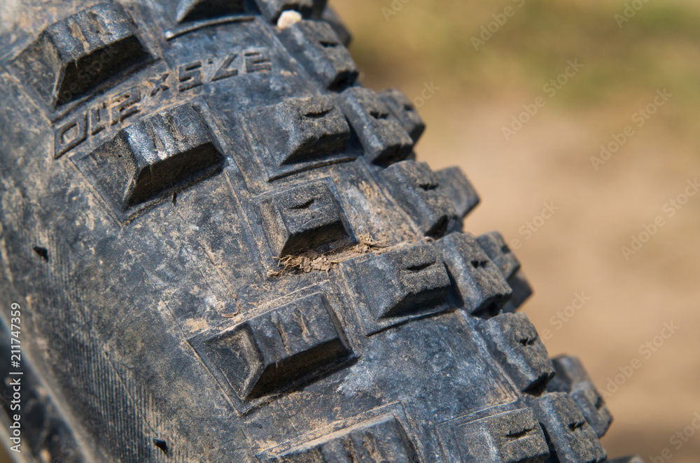 Tread tires mountain bike, close-up Tread tires mountain bike, close-up
